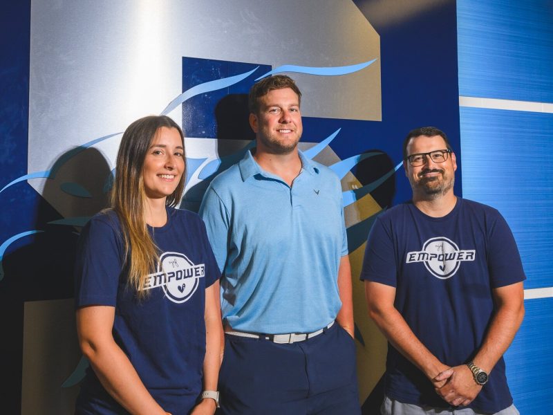 Melissa Schmidt, Will Heininger, and Andy Nalepa at Skyline High School.