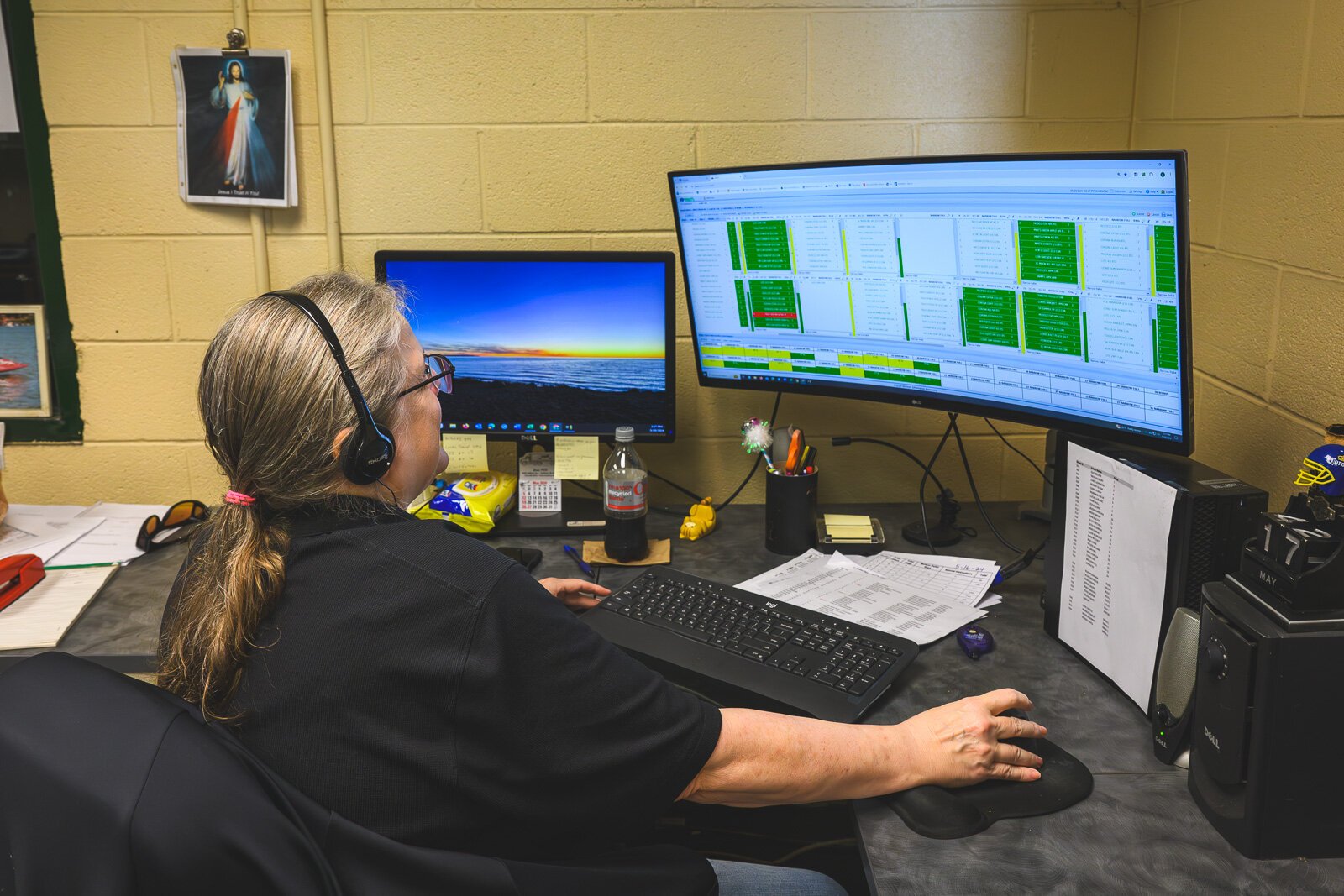 Router Barbara Potter designating product loading for trucks at O&W Inc.