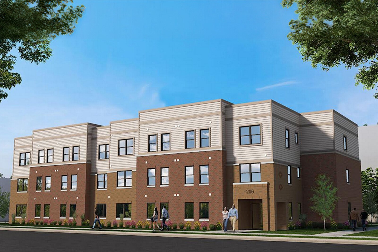 A rendering of future apartments at 206 Washington Street in Ypsilanti.