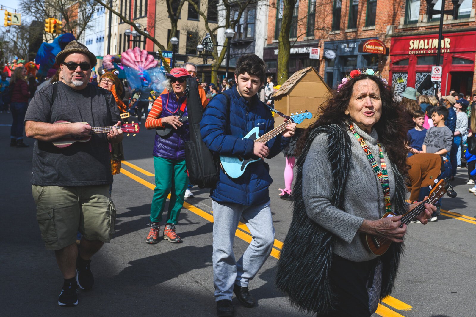 Annette Tomasello with Tree Town Ukes at FestiFools 2024.