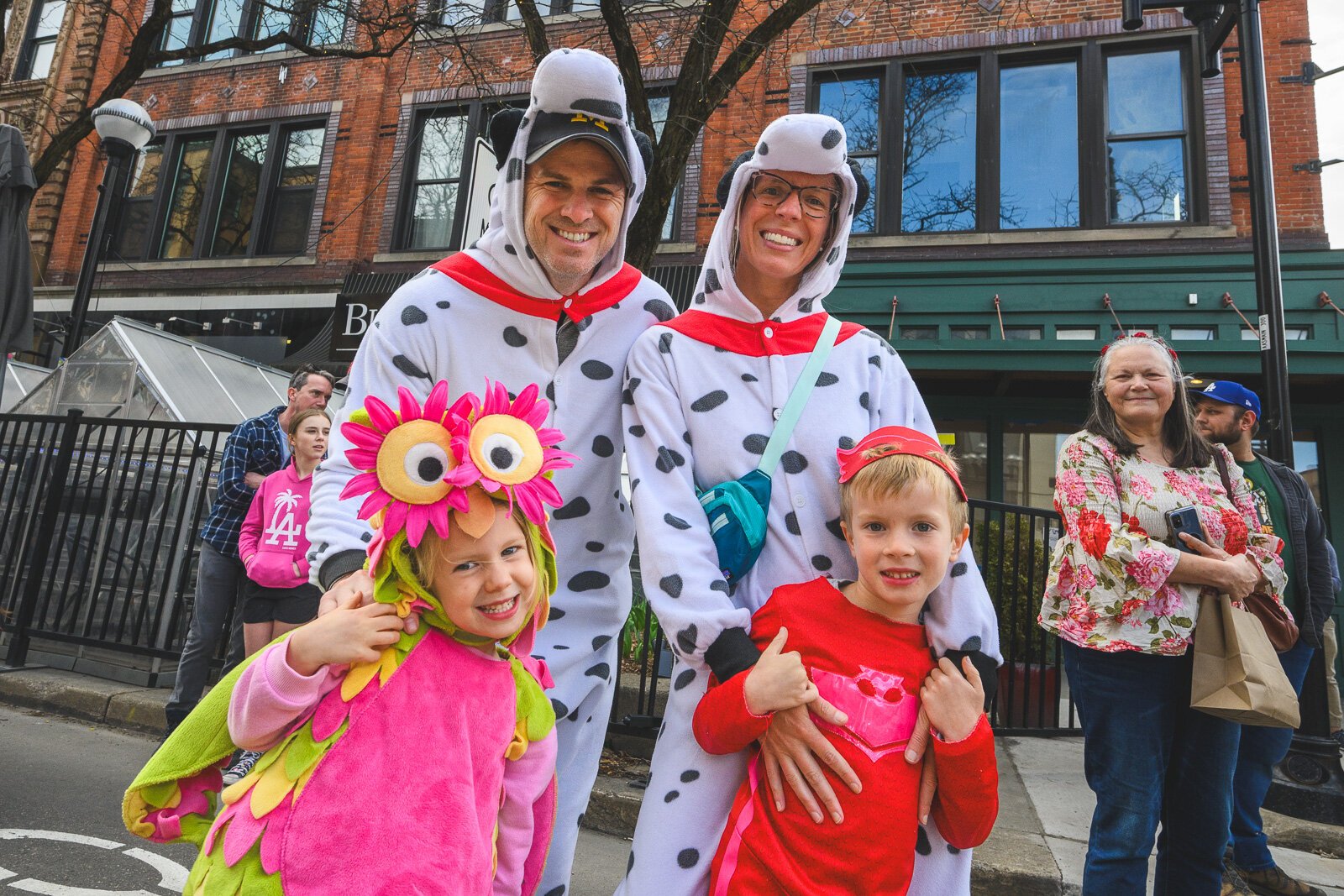 Brittany Tobias (back right) with her family at FestiFools 2024.