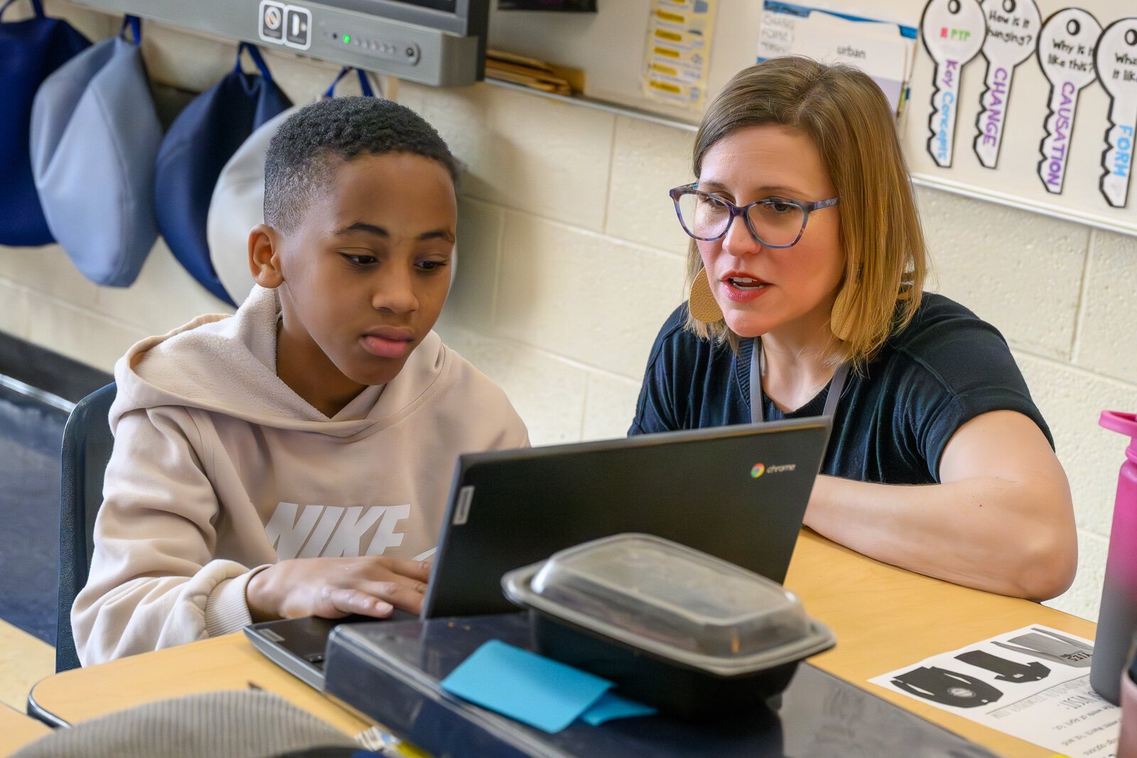 5th grade YIES students in Melanie Eccles' class working on their capstone projects.