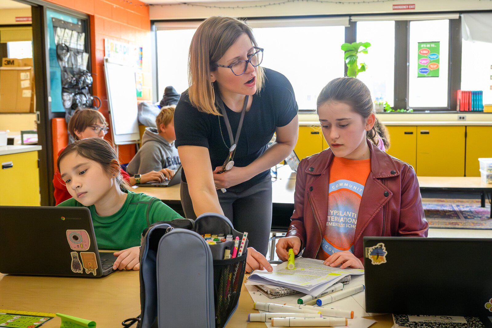 5th grade YIES students in Melanie Eccles' class working on their capstone projects.