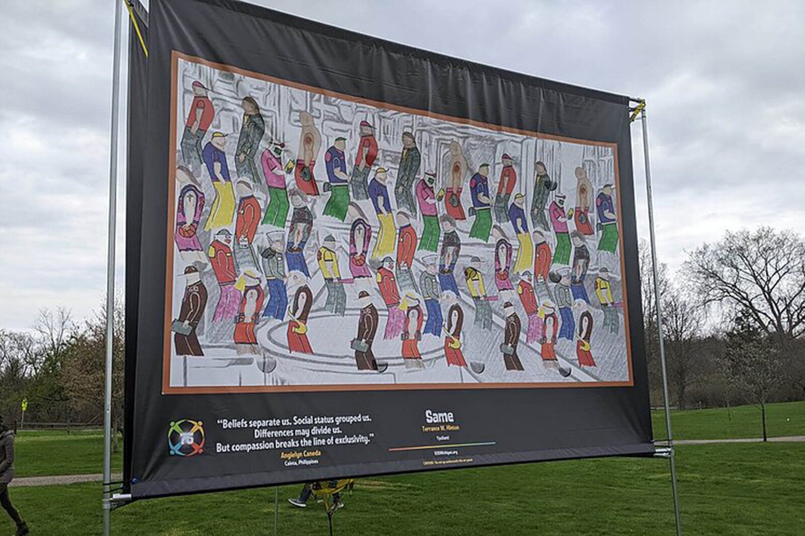 An Embracing Our Differences installation in Ann Arbor's Gallup Park.
