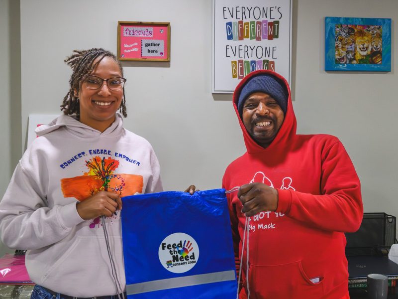 Tiana Haygood (left) at Feed The Need Sensory Zone at Unique Care Connect Community Center.