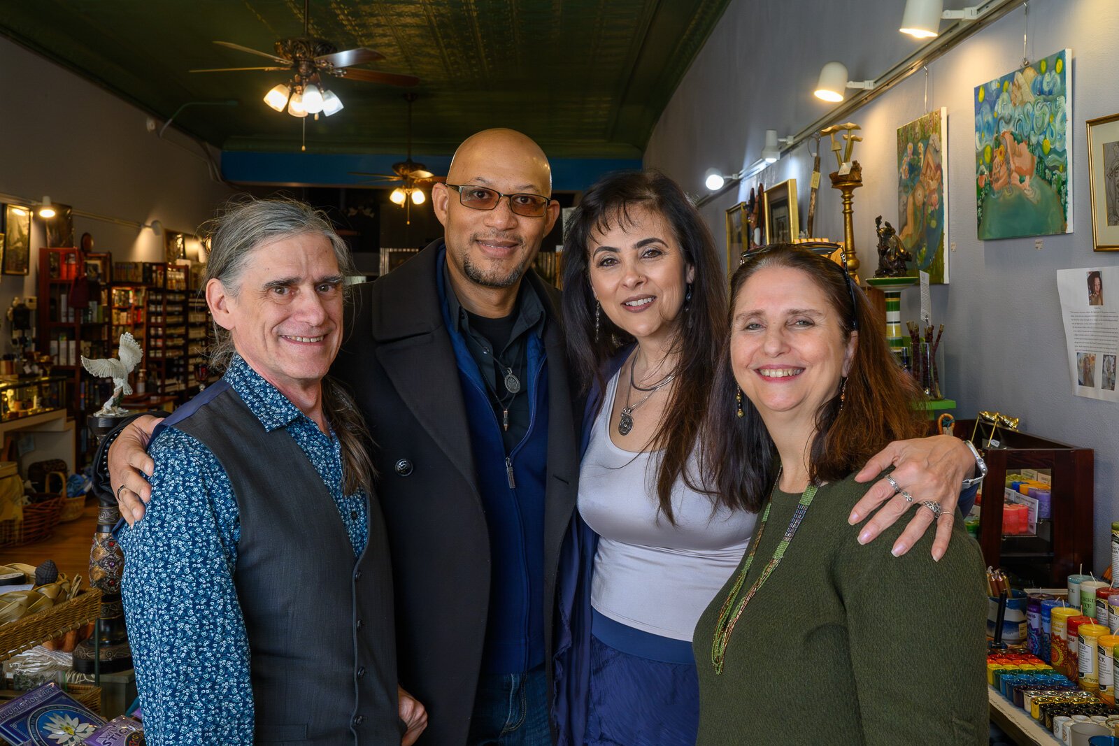 Russ Jones, AQuil Dennison, Moira Payne, and Mara Evenstar at Evenstar's Chalice.