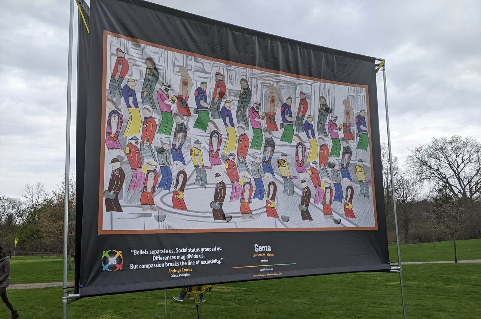 An Embracing Our Differences installation in Ann Arbor's Gallup Park.
