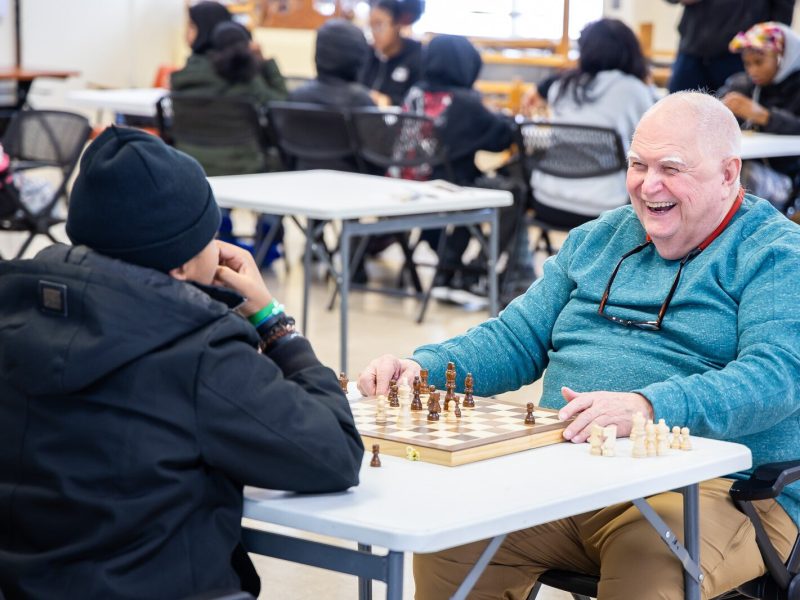 An intergenerational chess event at the Ypsilanti Senior Center.