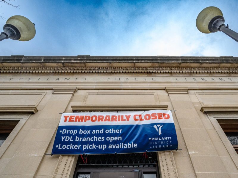 The Ypsilanti District Library Michigan Avenue branch during remediation.