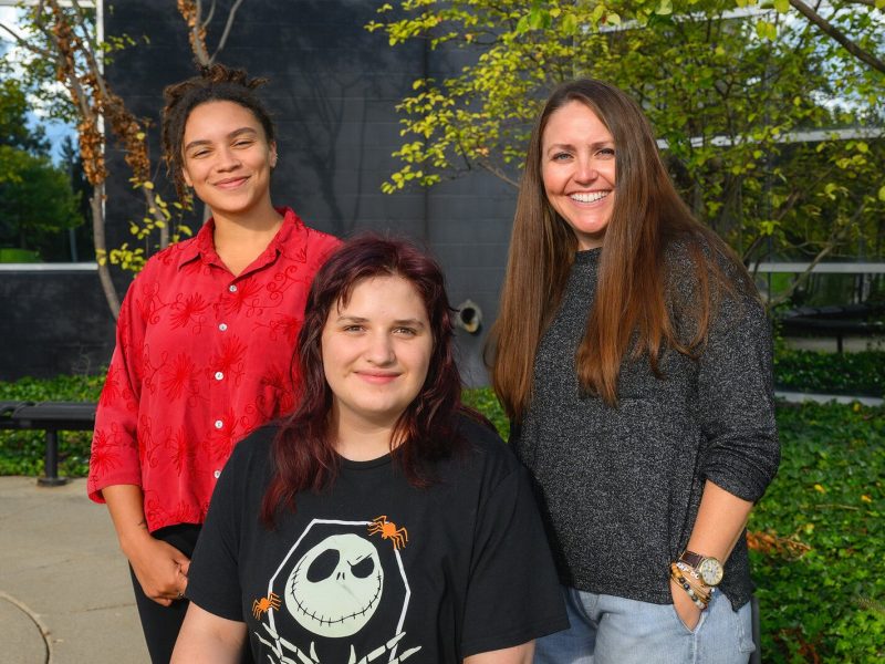 Brie Nikora, Rivers Brown-Danovi, and Kelly Scott at the Ypsilanti District Library-Whittaker.