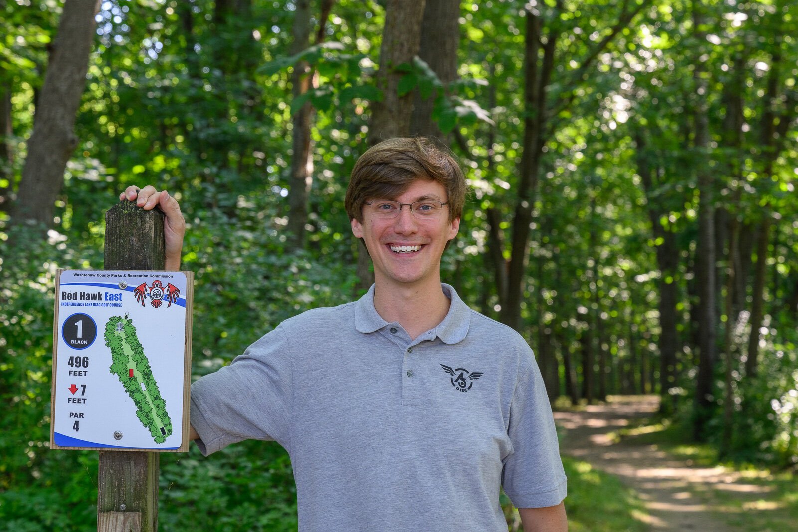 A3Golf president Paul Feeney at Red Hawk Disc Golf Course.