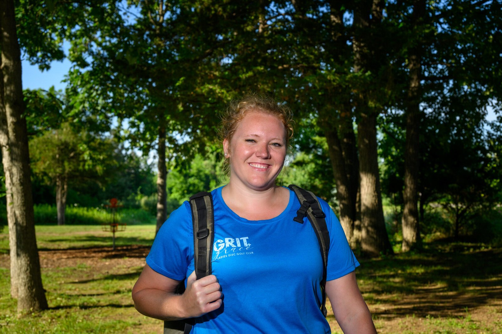 Grit and Grace Ladies Disc Golf Club director Jennifer Trombley at Red Hawk Disc Golf Course at Independence Lake County Park.