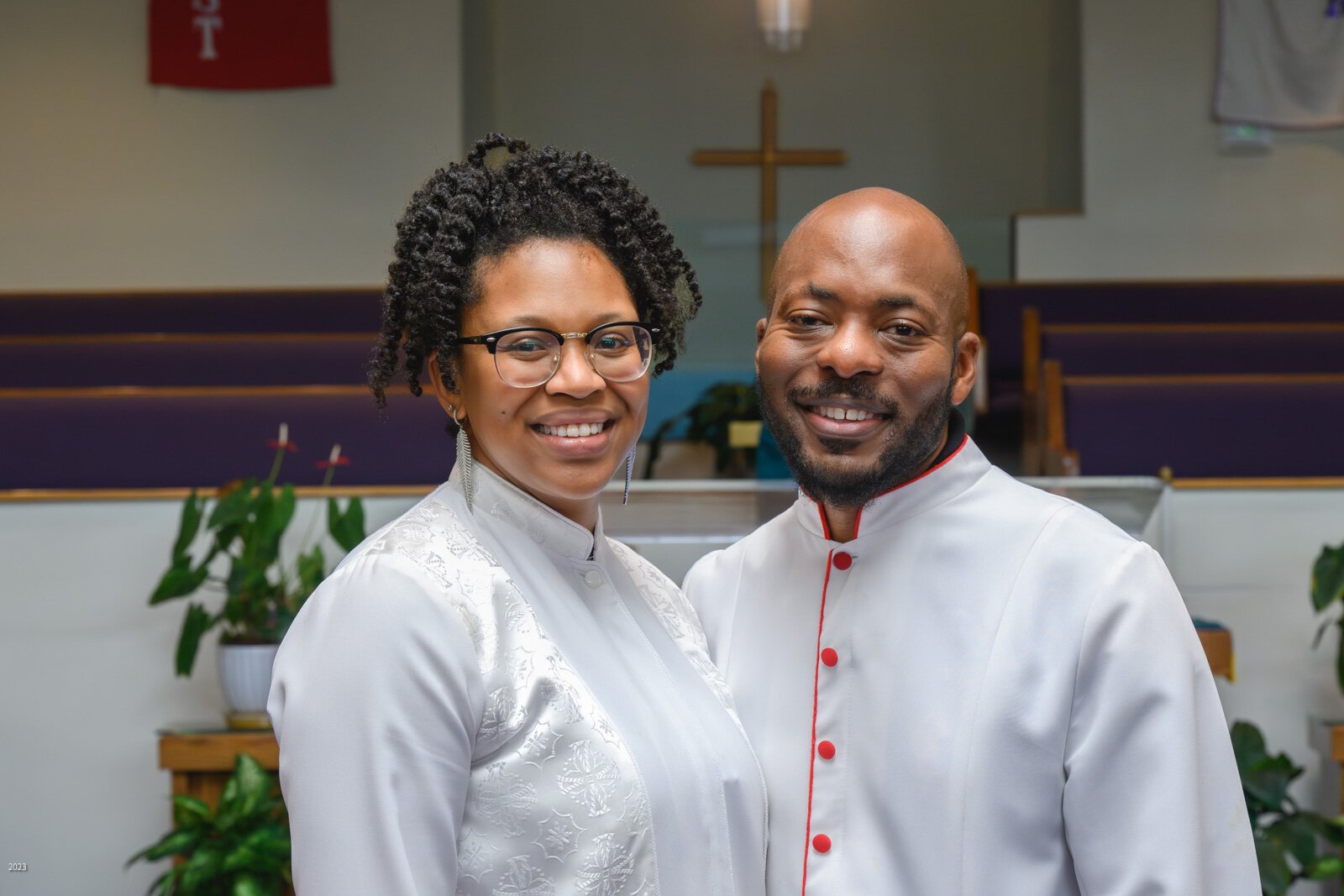 Reverends Teleah and Donald Phillips at Brown Chapel AME Church in Ypsilanti.