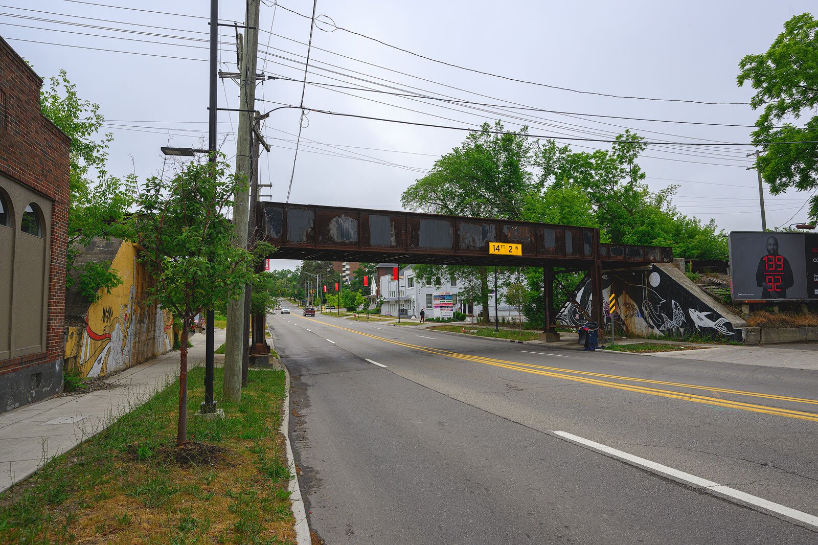 The Huron Street railroad bridge looking west.