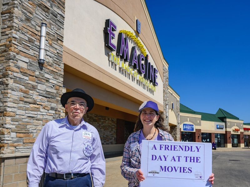Jim Mangi and volunteer Miriam Vincent at Dementia Friendly Saline's screening of "Singin' in the Rain" at Emagine Saline.