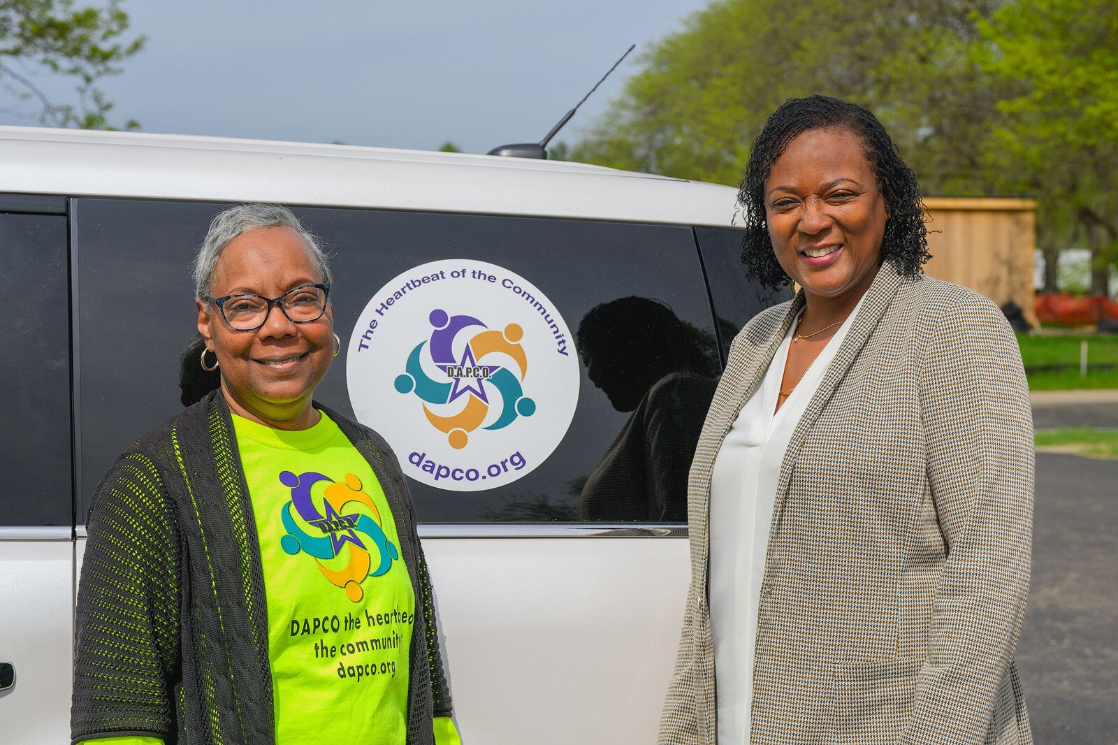 DAPCO Executive Director Towana Parker with DAPCO Board of Directors President Sheriane Davis.