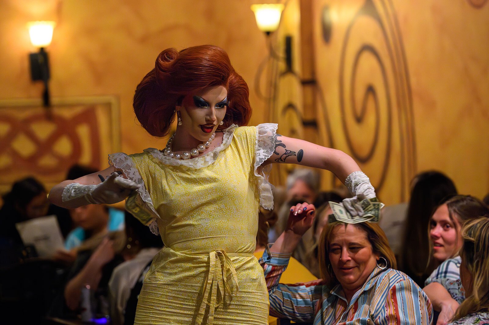 Miss Faguette performing at Drag Bingo at Conor O'Neill's.