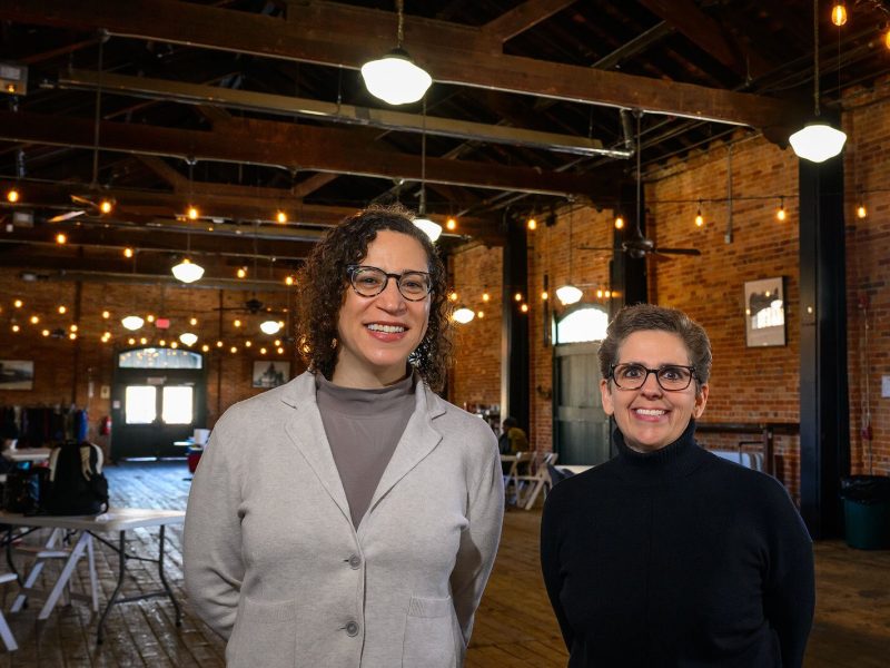 UMS' Cayenne Harris and Sara Billman at the Ypsilanti Freighthouse.