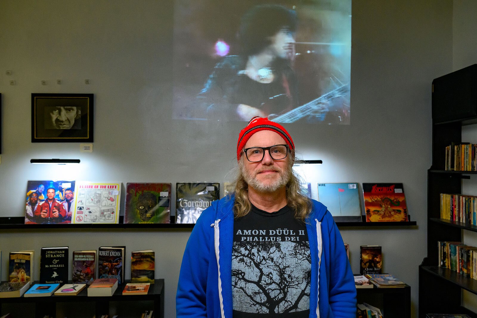 Wyrd Byrd owner Shawn Gates enjoying some Thin Lizzy.