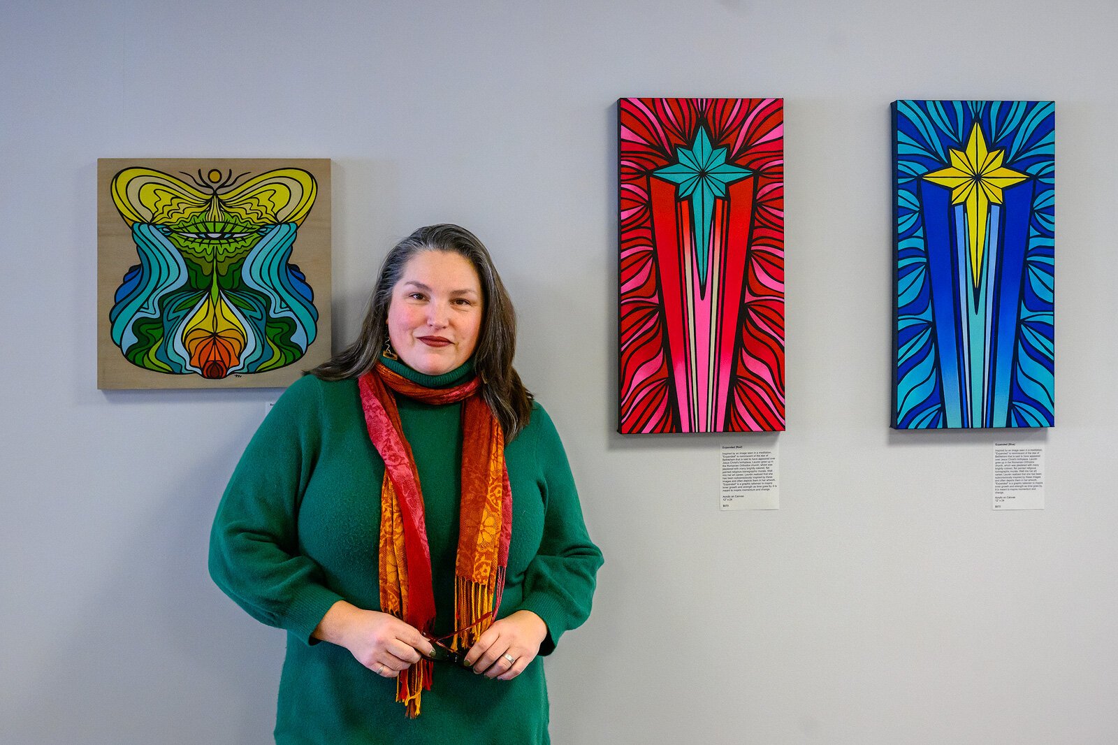 Jen Eastridge in the art gallery above Stone and Spoon.