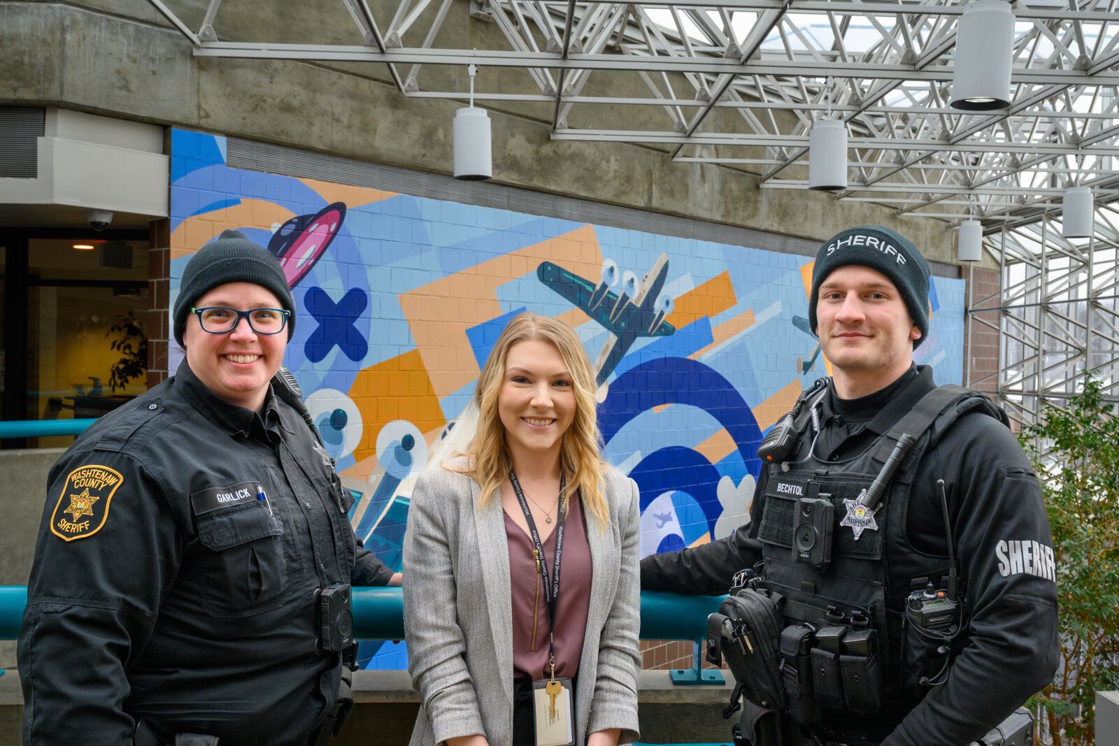 Washtenaw County Sheriff's Deputy Katelyn Garlick, LEADD Program Coordinator Hailey Richards, and Deputy Gabriel Bechtol.