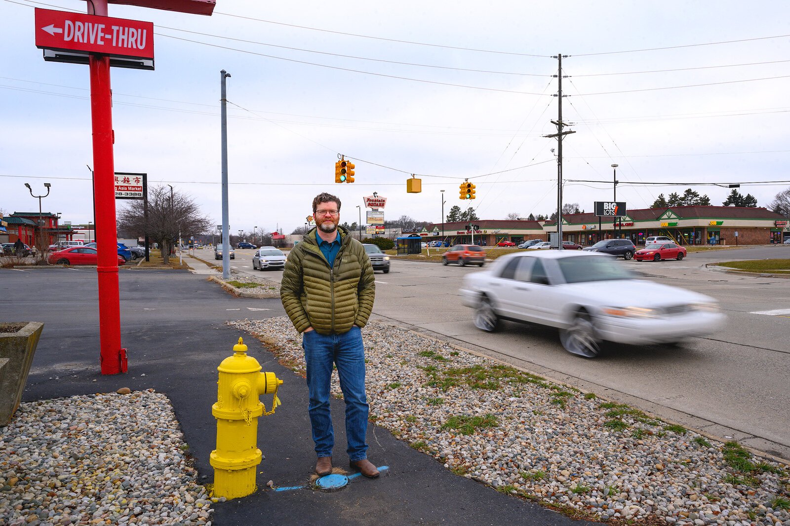 Reimagine Washtenaw Project Manager Nathan Voght on Washtenaw Avenue.
