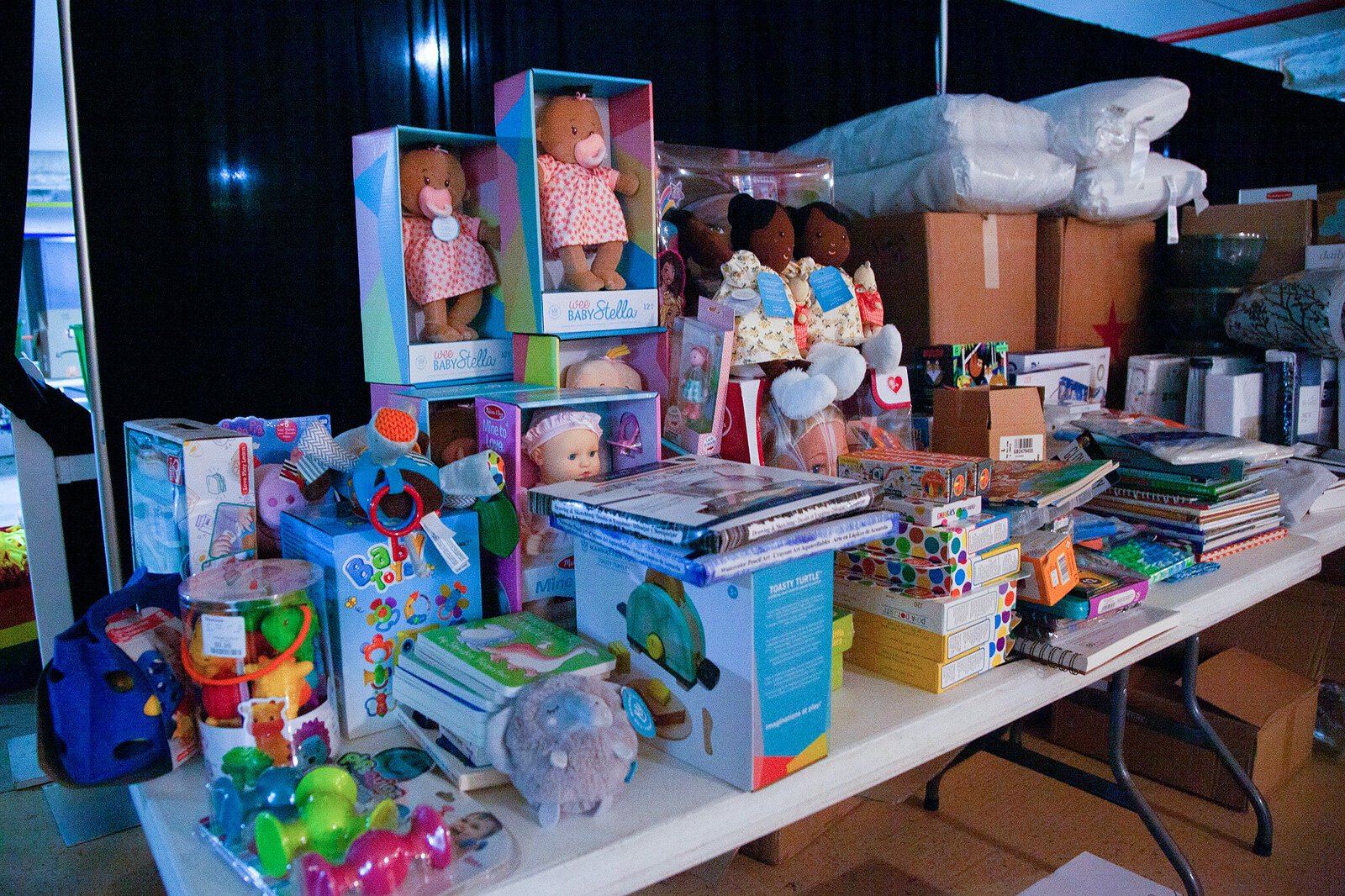 Secret Santa Society donation space at the Michigan Firehouse Museum.