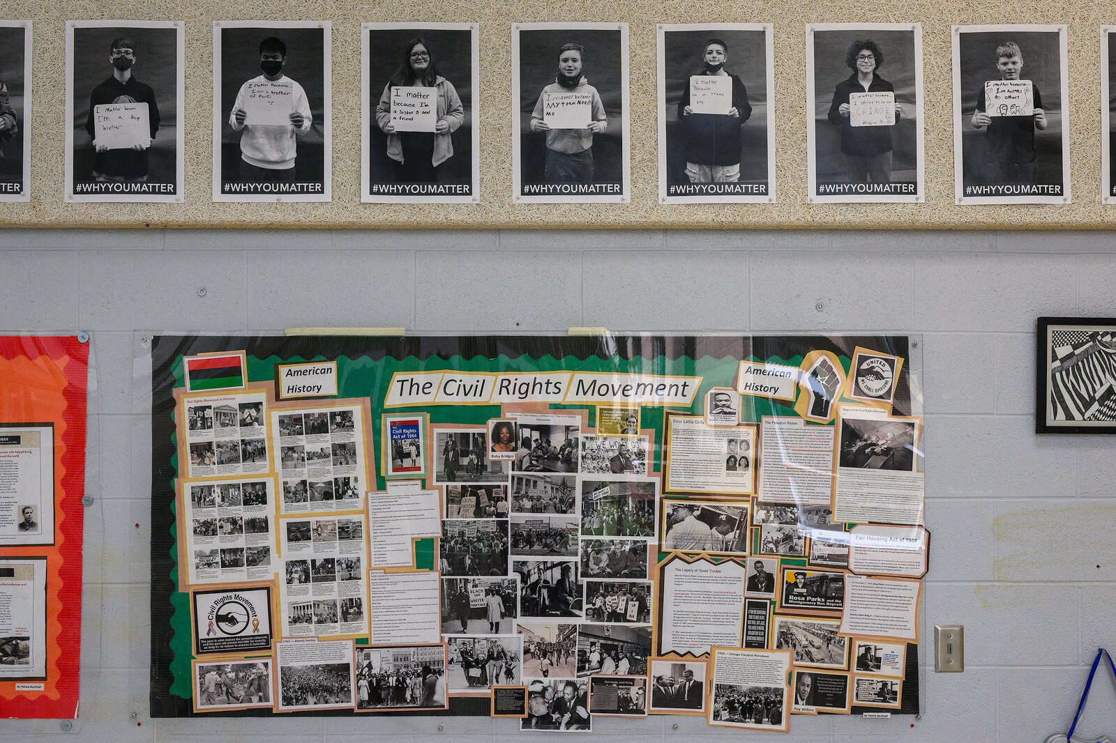  'Why You Matter" campaign photos in the hallways of Lincoln Middle School in Augusta Township.
