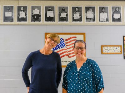 Teacher Kim Atkins and counselor Rebekah Ward at Lincoln Middle School.