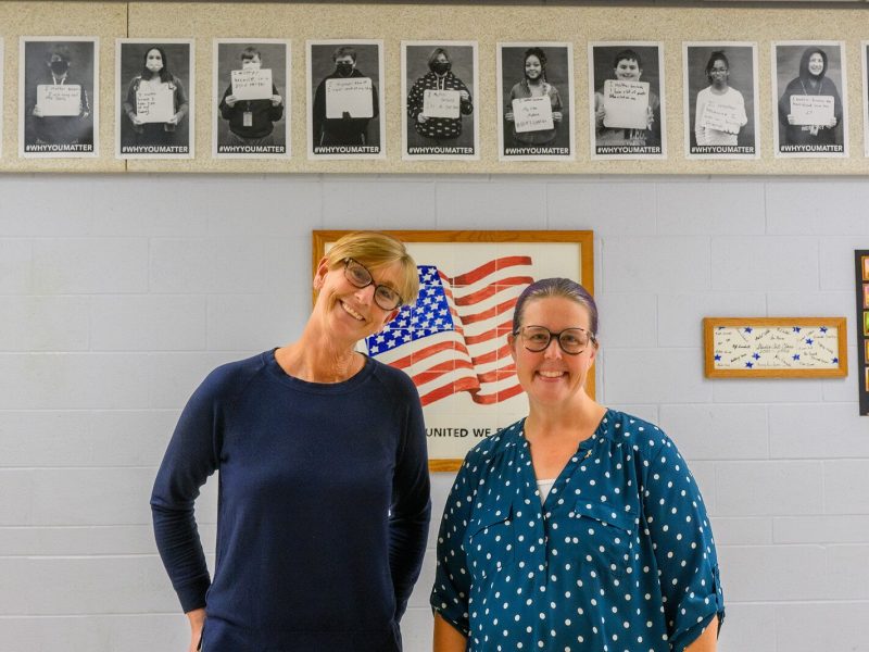 Teacher Kim Atkins and counselor Rebekah Ward at Lincoln Middle School.
