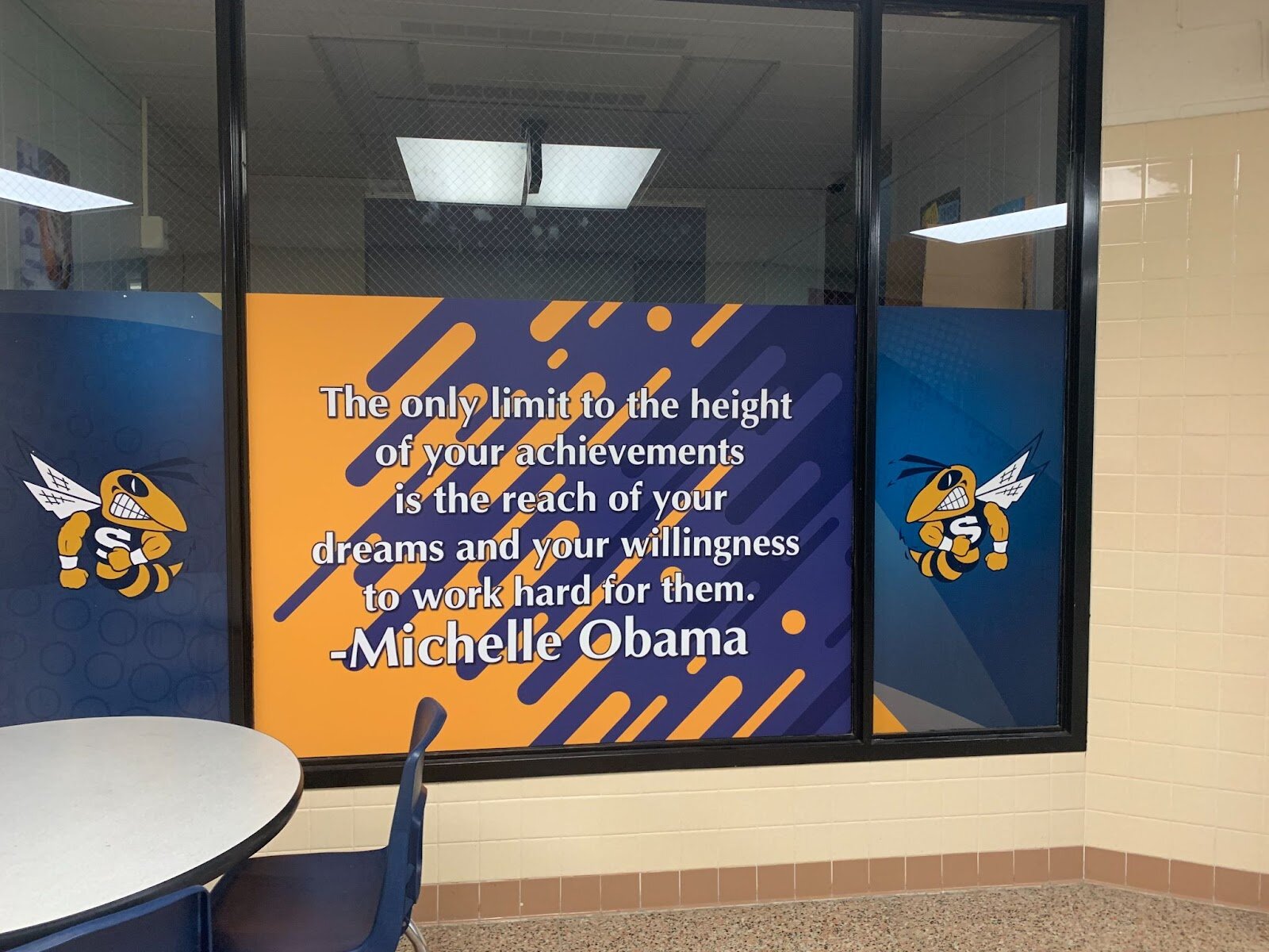 A visual installation at Saline Middle School, funded by a mini-grant.