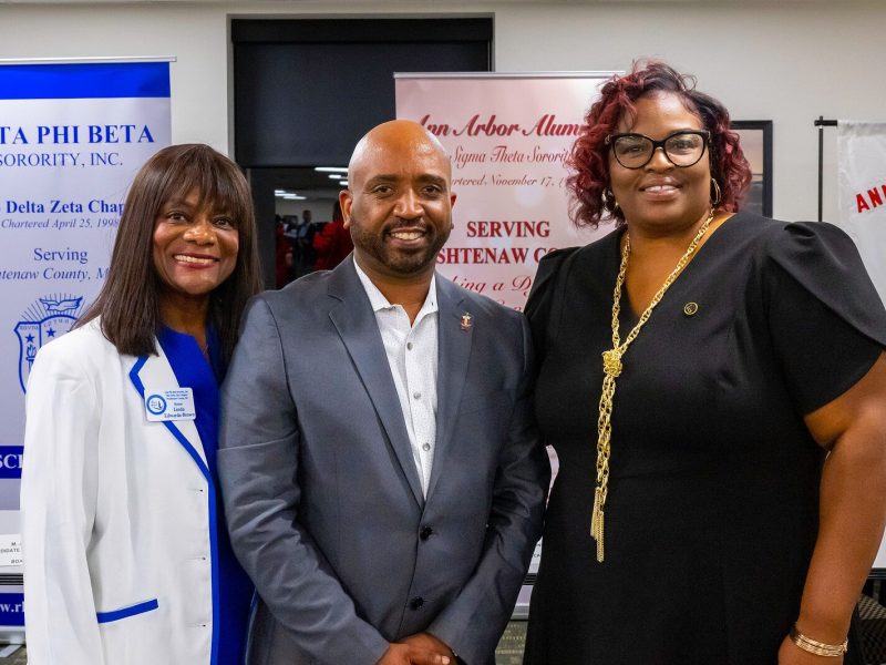 Linda Edwards-Brown, Stafford Watts, and Jeanice Townsend at The Divine Nine's Washtenaw County School Board Candidates' Forum.