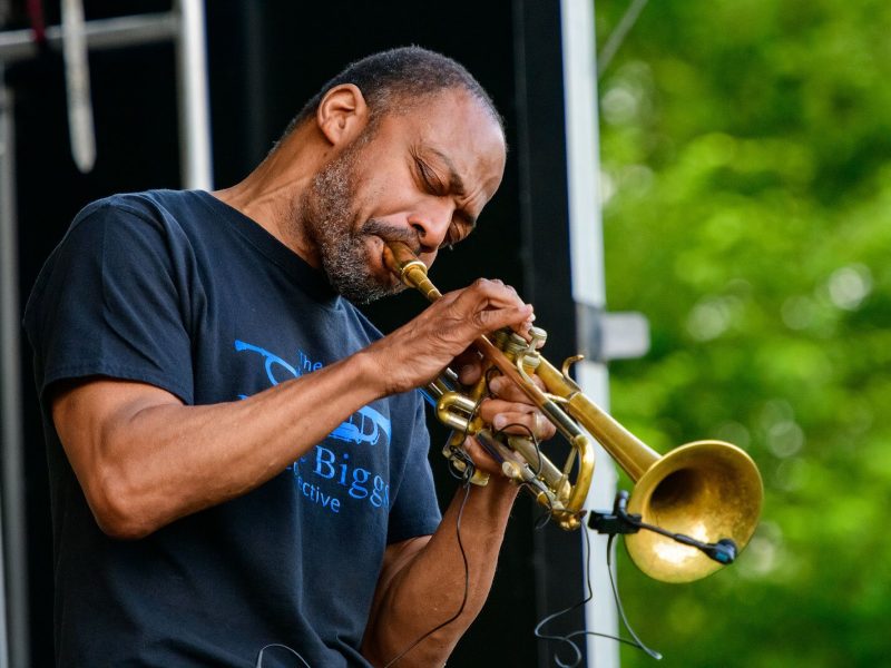 Rayce Biggs performing at the John E Lawrence Summer Jazz Concert Series.