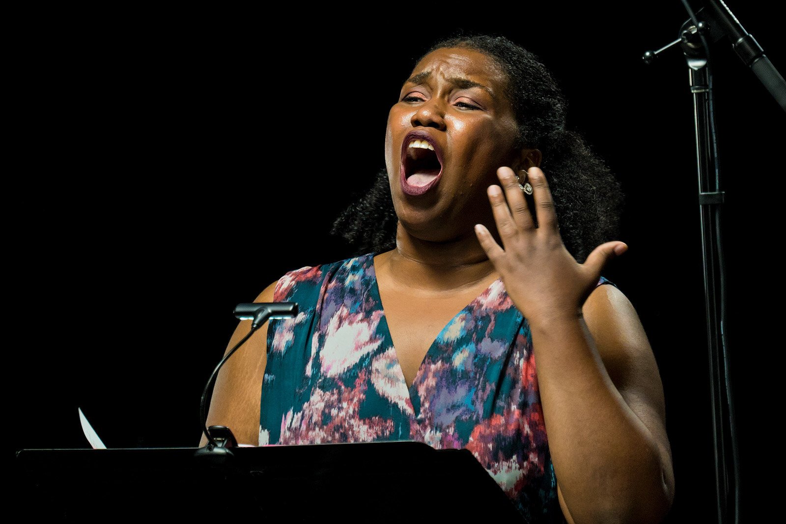 Mezzo-soprano Olivia Johnson at the ÆPEX 2021 recording session at Riverside Arts Center.