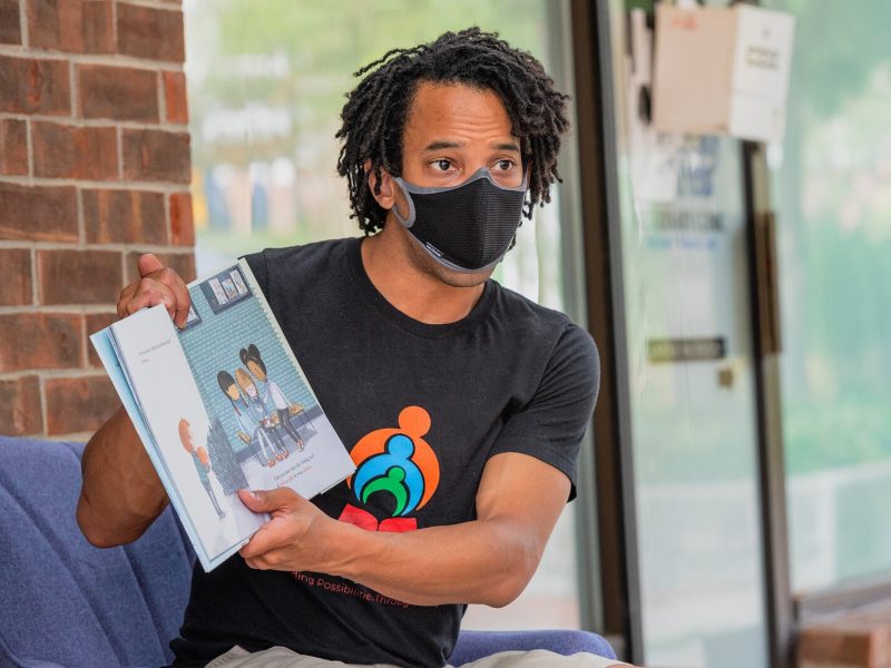 Will Jones III at a Black Men Read event at Booksweet.