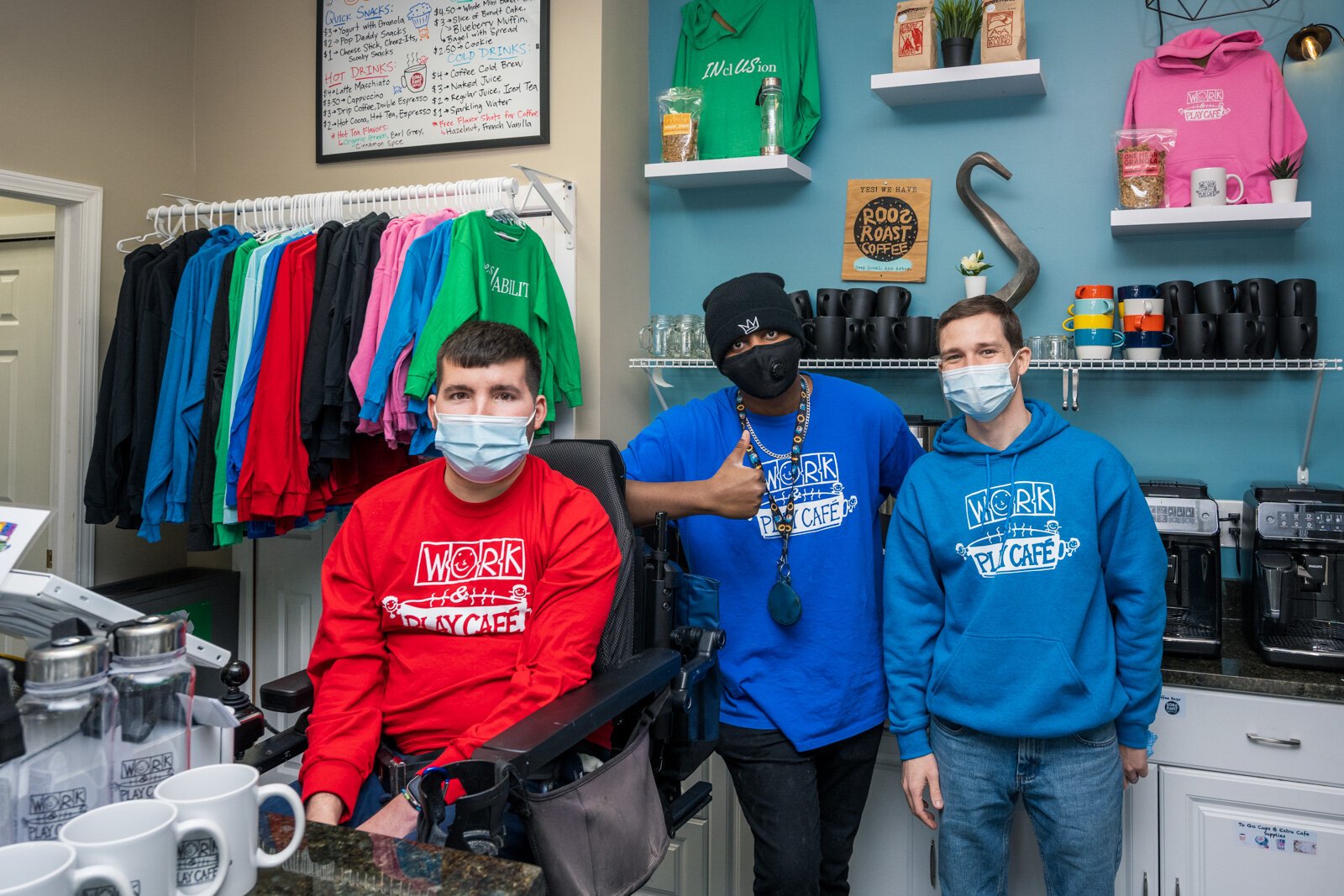 Jesse Lindlbauer, Da'Vian Countee, and Sam Miller at Work & Play Café