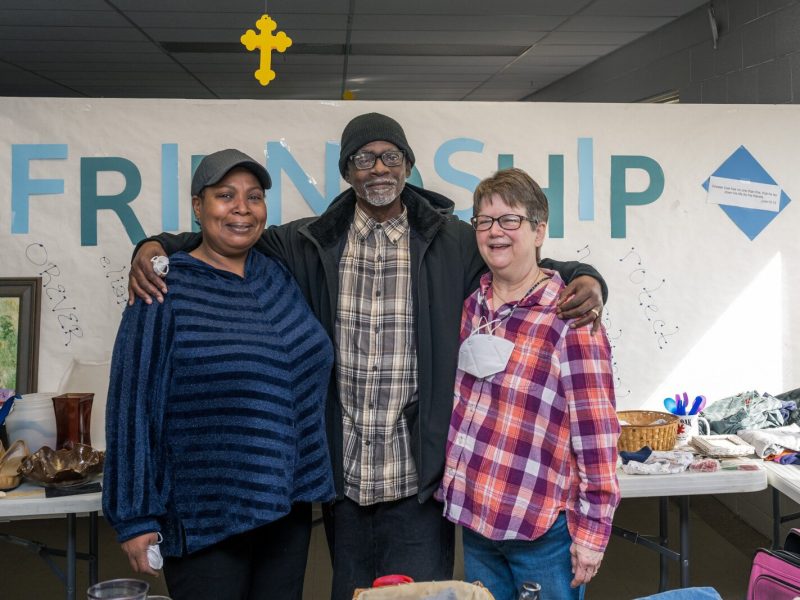 Shonne Draw, Zawadi Draw, and Bunny Arbaugh at Auntie Yvonne's Community Free Store.