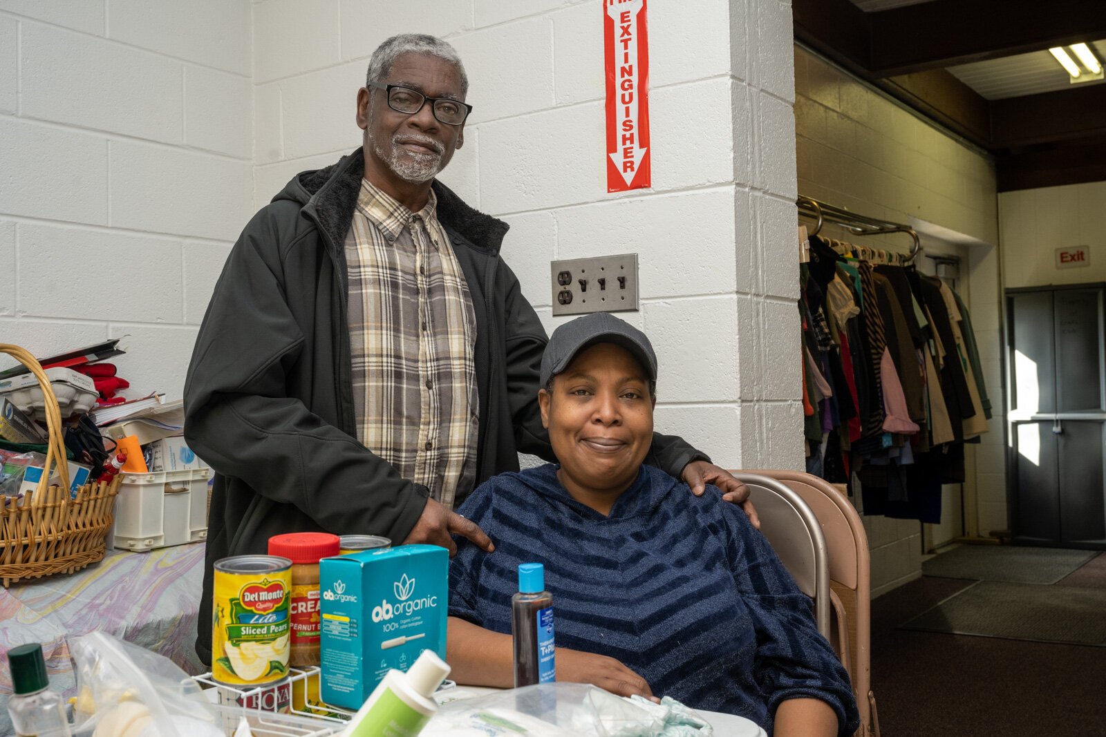 Zawadi and Shonne Draw at Auntie Yvonne's Community Free Store.