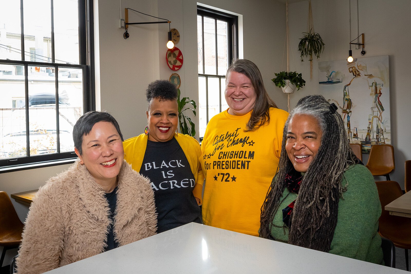Linette Lao, Yodit Mesfin Johnson, Jessica Letaw, and Deborah Meadows at Bellflower restaurant in Ypsilanti.
