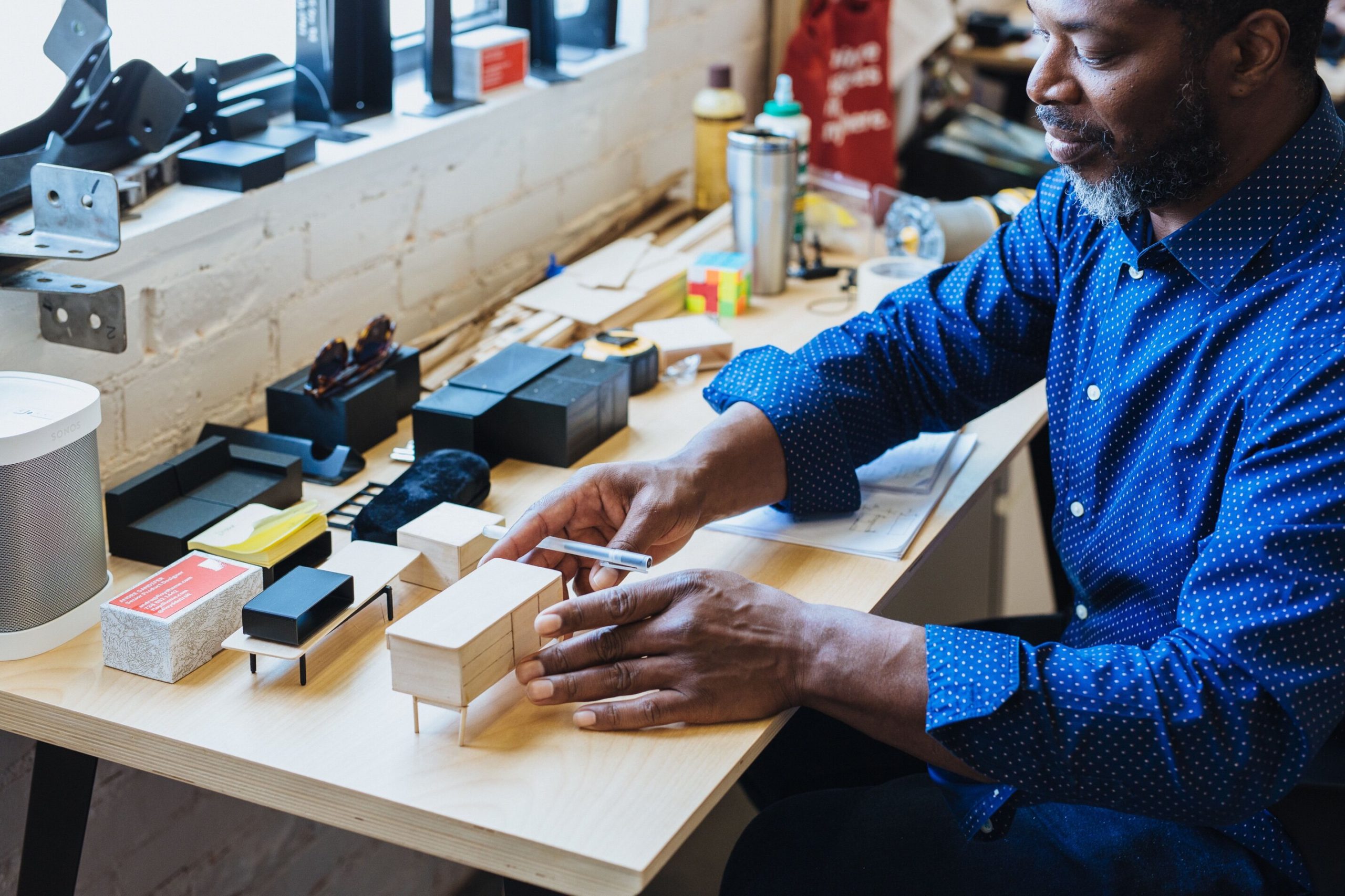 Andre Sandifer, senior product designer, at work in the Floyd R&D lab.