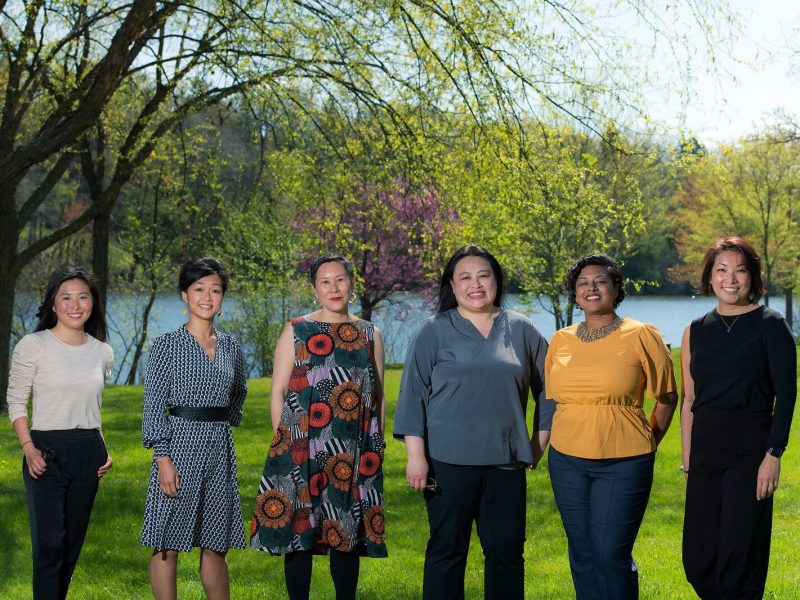 Trista Van Tine, Nhu Do, Linette Lao, Linh Song, Praveena Ramaswami, and Yen Azzaro meet at Gallup Park.