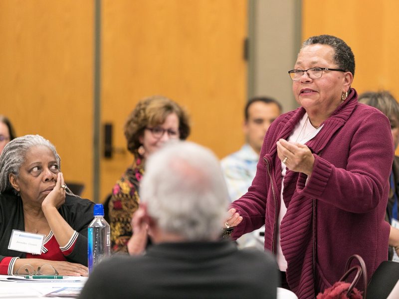 Sharon Moore speaks at a 2019 Washtenaw Health Initiative stakeholders meeting.