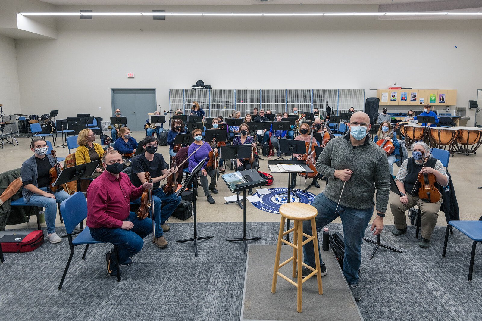 The Ypsilanti Symphony Orchestra rehearses at the Lincoln High School Performing Arts Center.