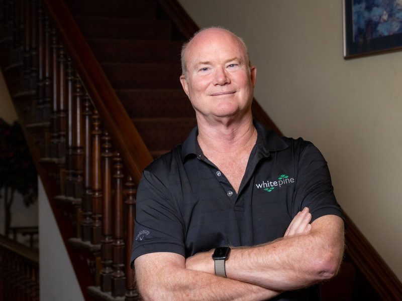 White Pine Technologies co-founder Robert Smith in the company's office in the former Ypsilanti City Hall building.