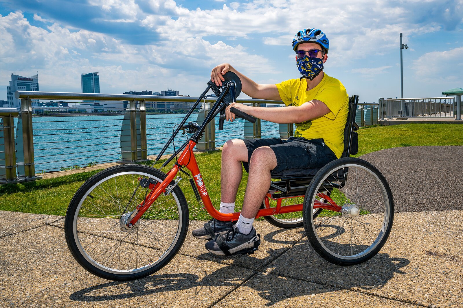 PEAC student Conor Waterman on a MoGo handcycle.