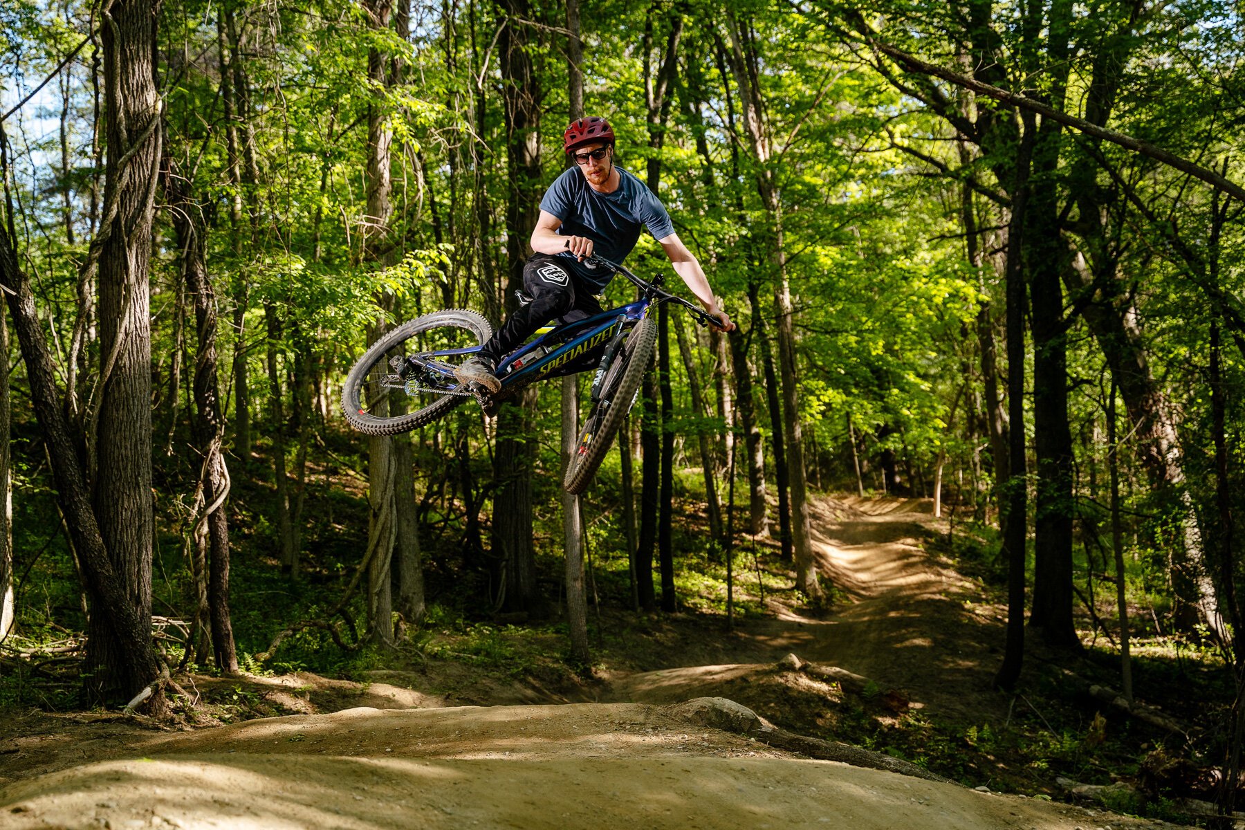 Rivers Whitson rides the Shelden Trails at Stony Creek Metropark.