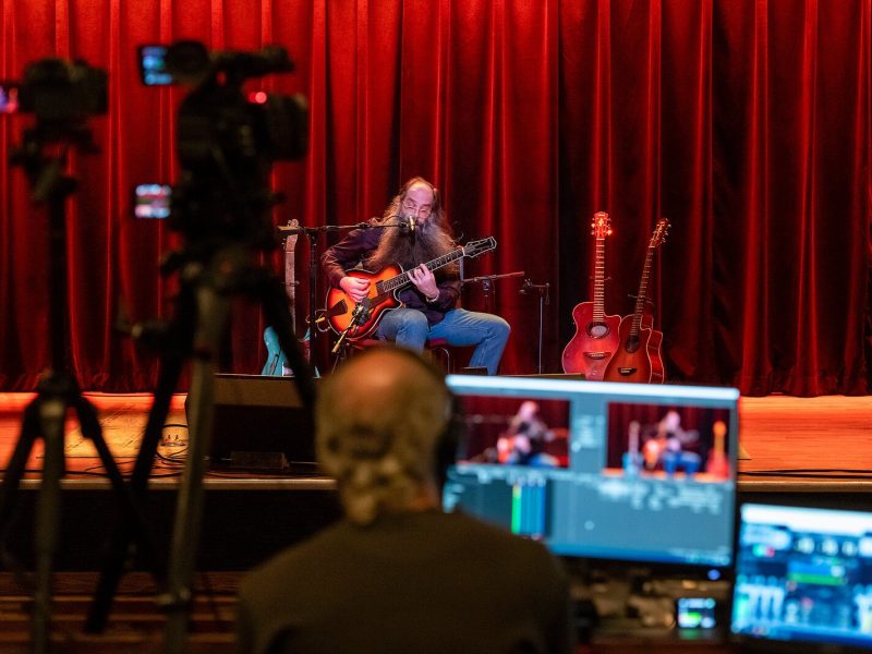 Laith Al-Saadi does a livestream performance at the Ark.