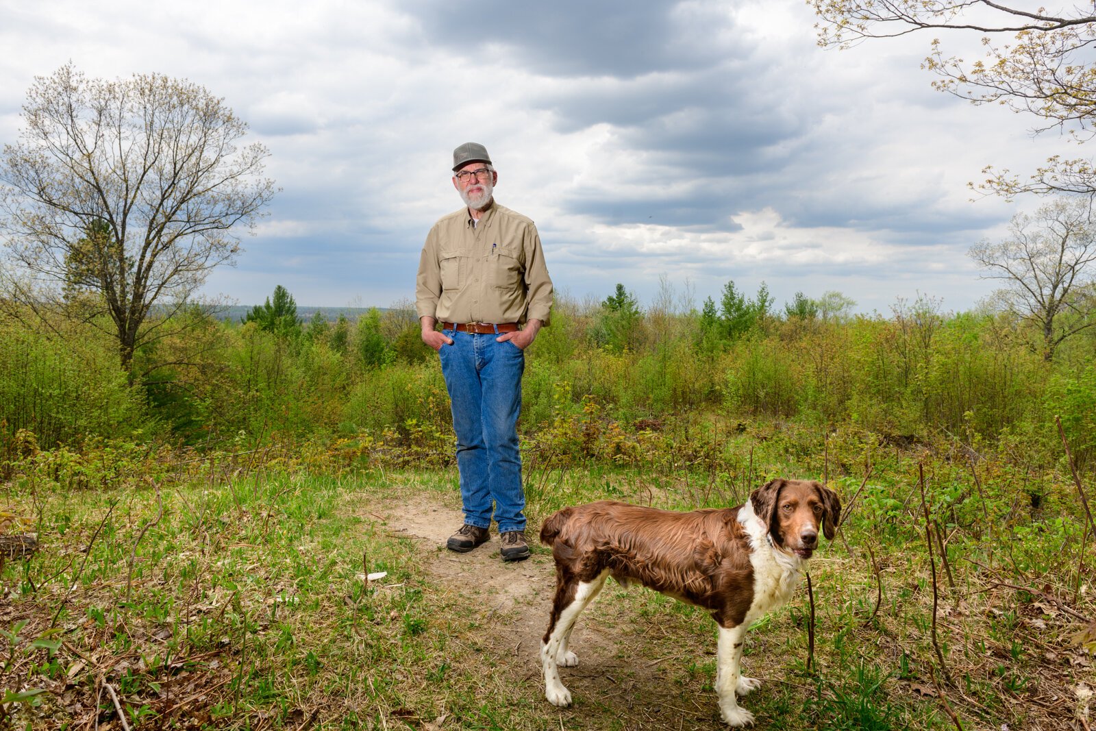 Joe Jarecki and Gus in the Pigeon River State Forest