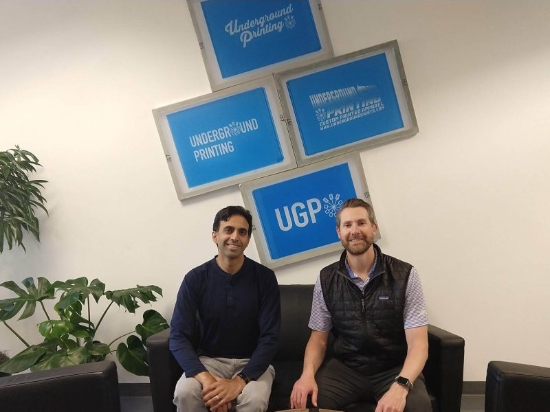Underground Printing co-founders Rishi Narayan and Ryan Gregg at their new facility in Ypsilanti Township.