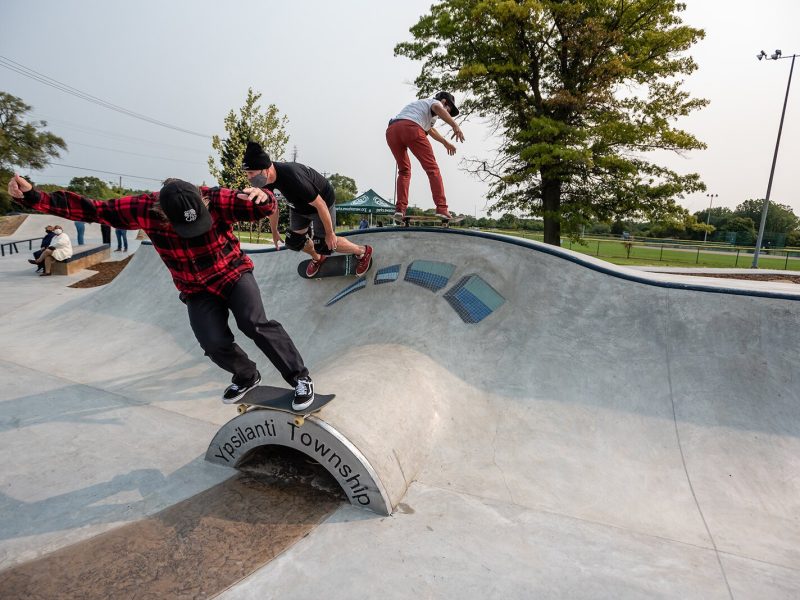 People skate at the Ypsilanti Township CommUNITY Skatepark.